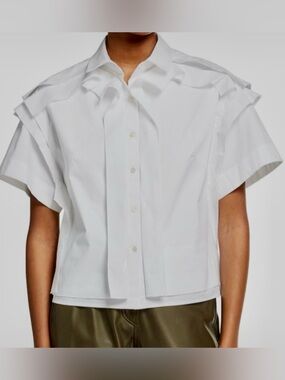 Palmer Harding Off-White Architectural Cotton Poplin Blouse